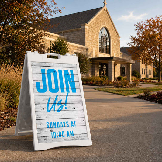 Join Us Shiplap A-Frame Sign - Create a Welcoming Atmosphere for Your Church