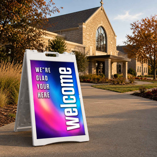 Aurora Bold Welcome Church A-Frame Sign | Outdoor Sidewalk Sign for Church Entrance - Church Signs Fast