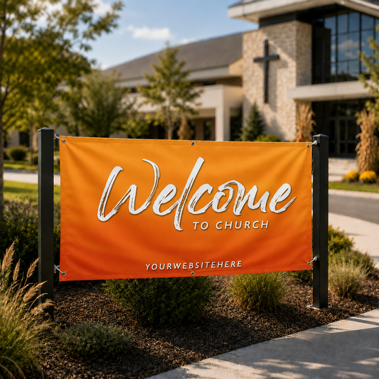 Fall Orange Church Banner | Vibrant Autumn Vinyl Banner for Outreach - Church Signs Fast