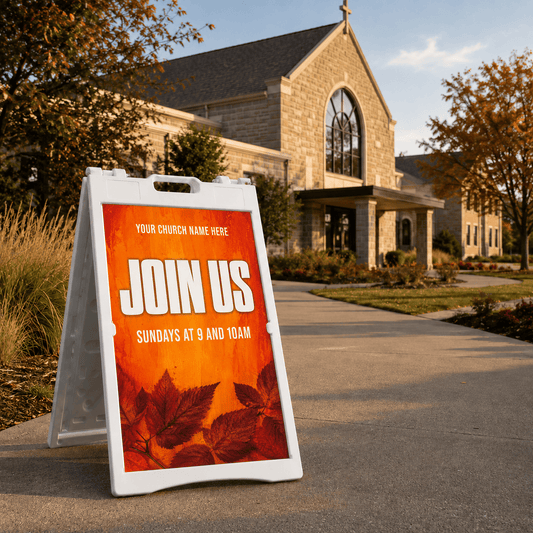 Join Us Church A-Frame Sign | The Ideal Outdoor Sandwich Board for Weekly Services - Church Signs Fast