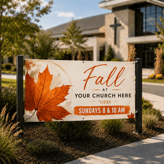 Personalized Fall Church Banner – Embrace Community with Our Autumn Breeze Design - Church Signs Fast