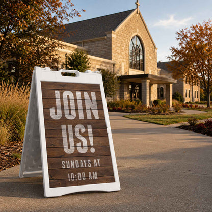 Join Us Hardwood A-Frame Sign: Your Community's Welcoming Beacon