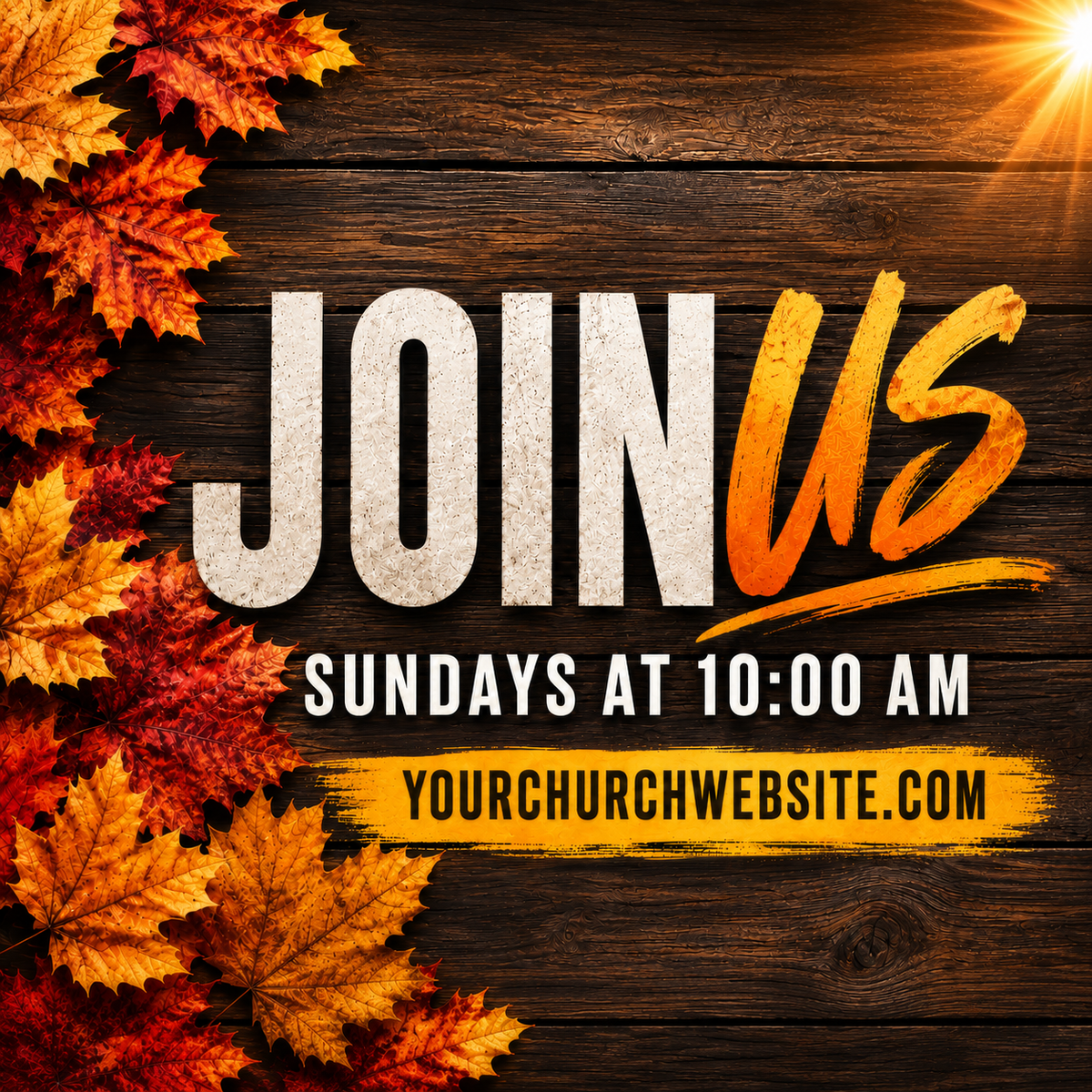 Join Us Fall Leaves Pop-Up Banner | Retractable Church Sign for Autumn Outreach & Visitor Invite - Church Signs Fast