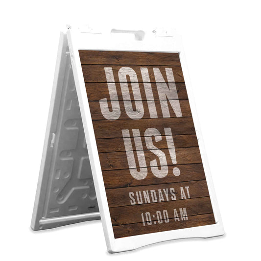 Join Us Hardwood A-Frame Sign: Your Community's Welcoming Beacon