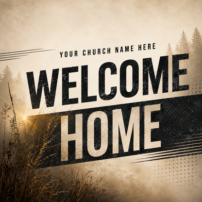 Rustic Church Feather Flag - 14' Outdoor Swooper Flag for Welcoming Community & Fall Events - Church Signs Fast