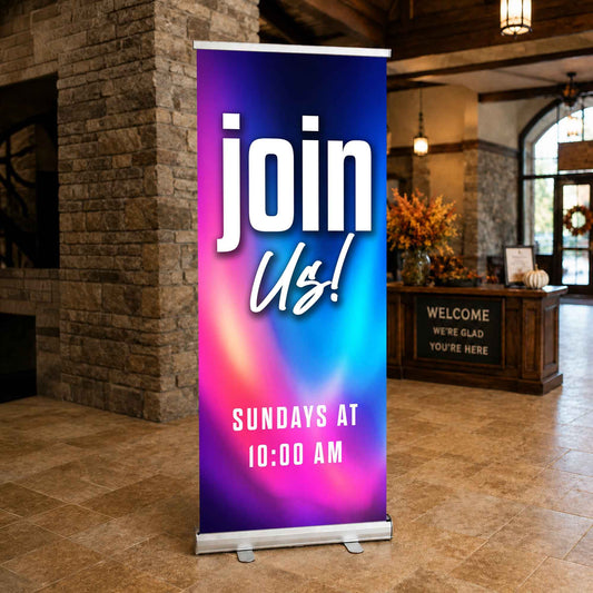 Aurora Church Pop-Up Banner – Join Us Welcome Sign