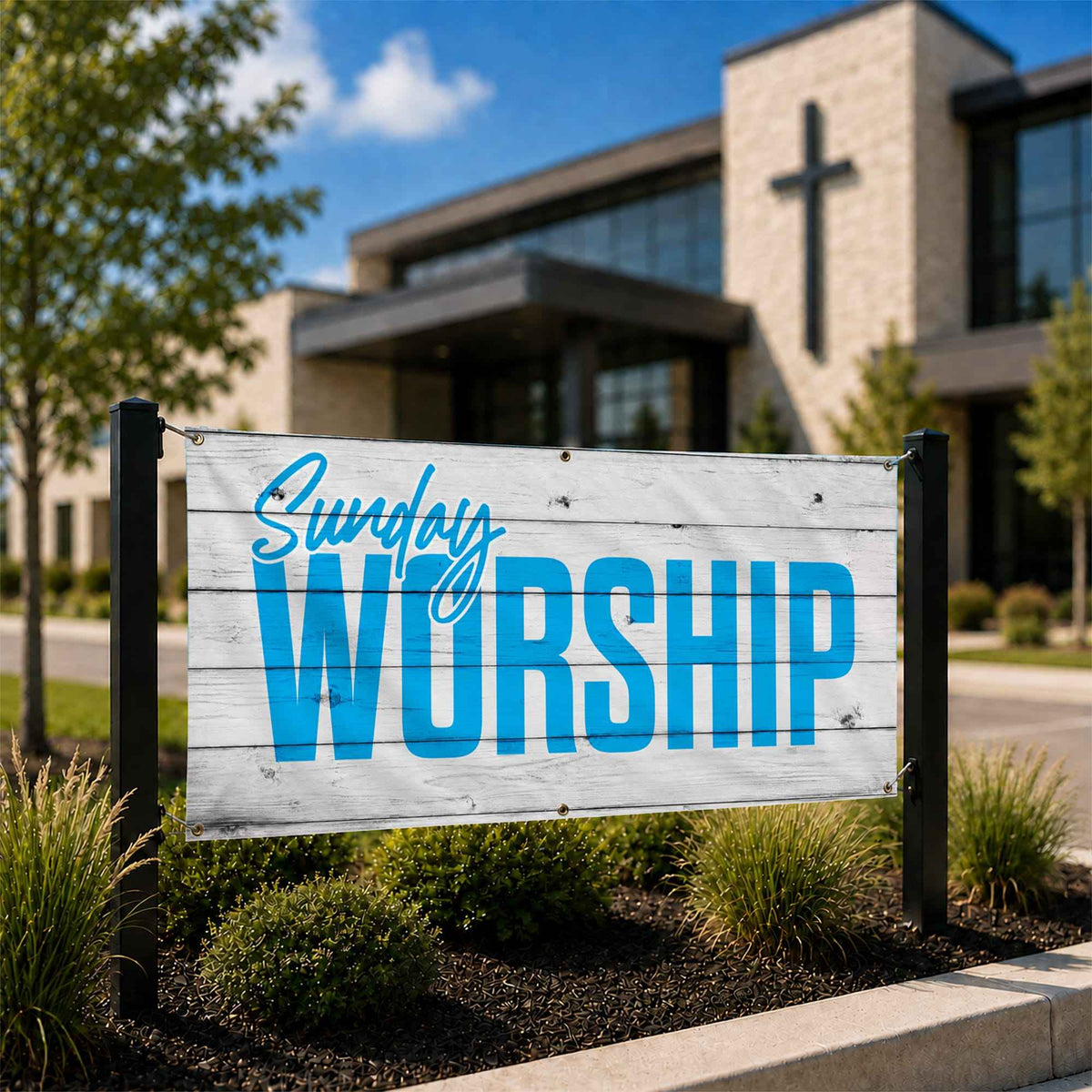 Rustic Shiplap Church Banner: Transform Your Worship Space Today
