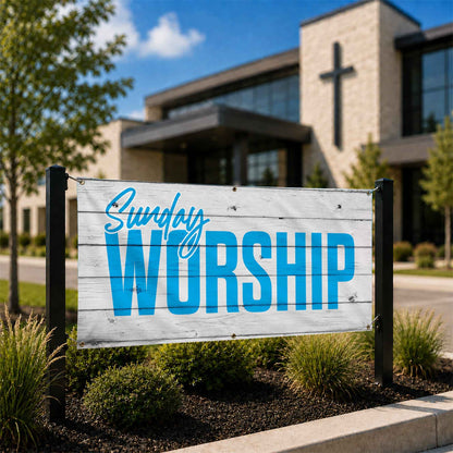 Rustic Shiplap Church Banner: Transform Your Worship Space Today