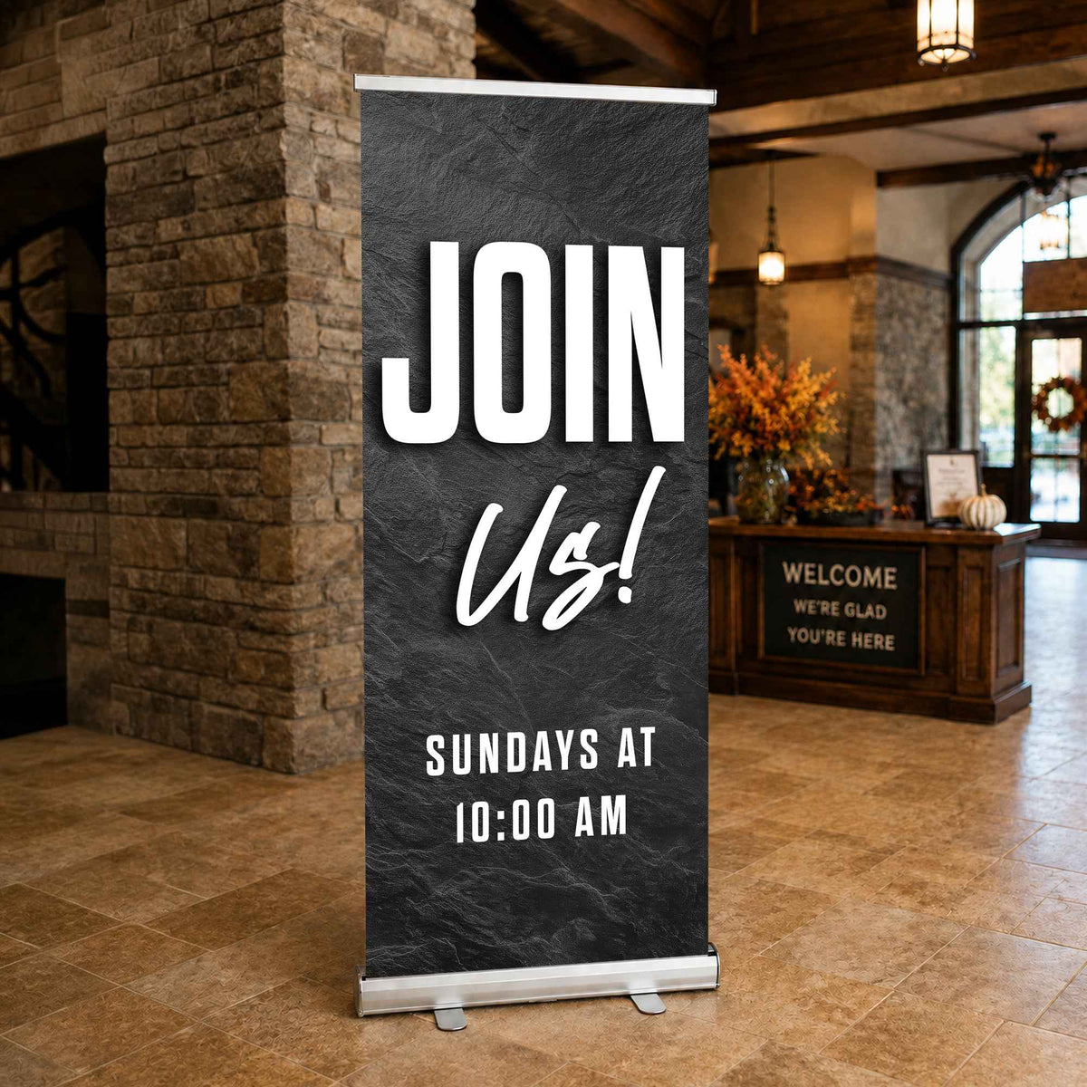 Slate Church Pop-Up Banner – Join Us Welcome Sign
