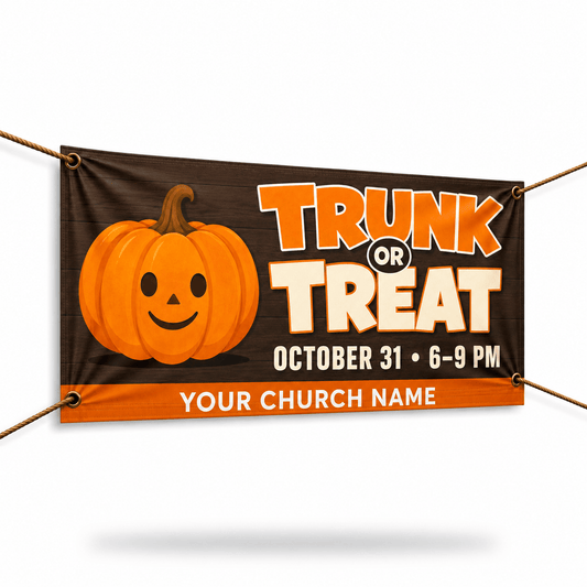 Spooktacular Trunk or Treat Church Banner | Outdoor Vinyl Halloween Event Sign for Fall Festivals - Church Signs Fast