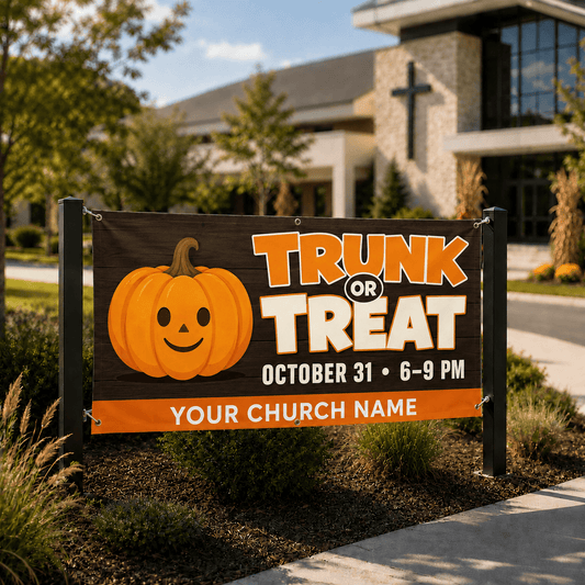 Spooktacular Trunk or Treat Church Banner | Outdoor Vinyl Halloween Event Sign for Fall Festivals - Church Signs Fast