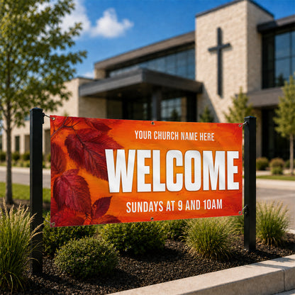 Fall Welcome Church Banner - Church Signs Fast
