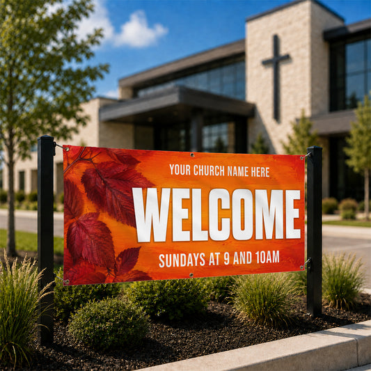 Fall Welcome Church Banner - Church Signs Fast