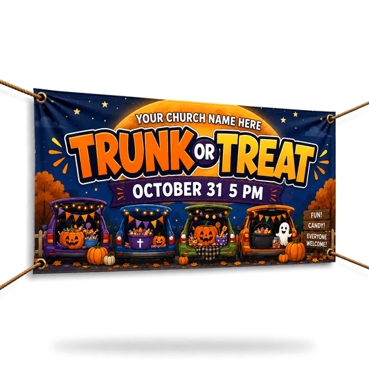 Trunk or Treat Fall Banner | Customizable Vinyl Sign for Events - Church Signs Fast