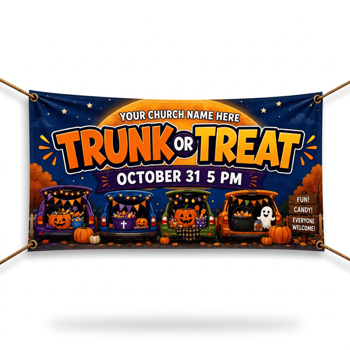 Trunk or Treat Fall Banner | Customizable Vinyl Sign for Events - Church Signs Fast