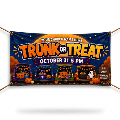 Trunk or Treat Fall Banner | Customizable Vinyl Sign for Events - Church Signs Fast