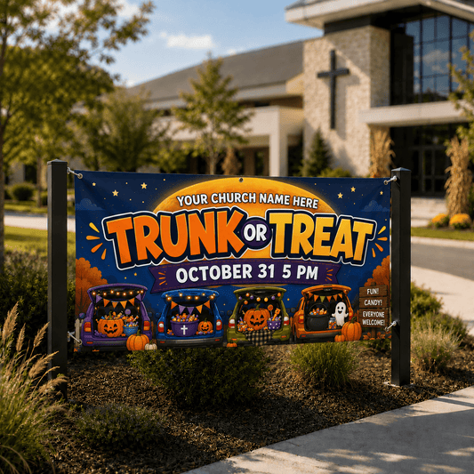 Trunk or Treat Fall Banner | Customizable Vinyl Sign for Events - Church Signs Fast