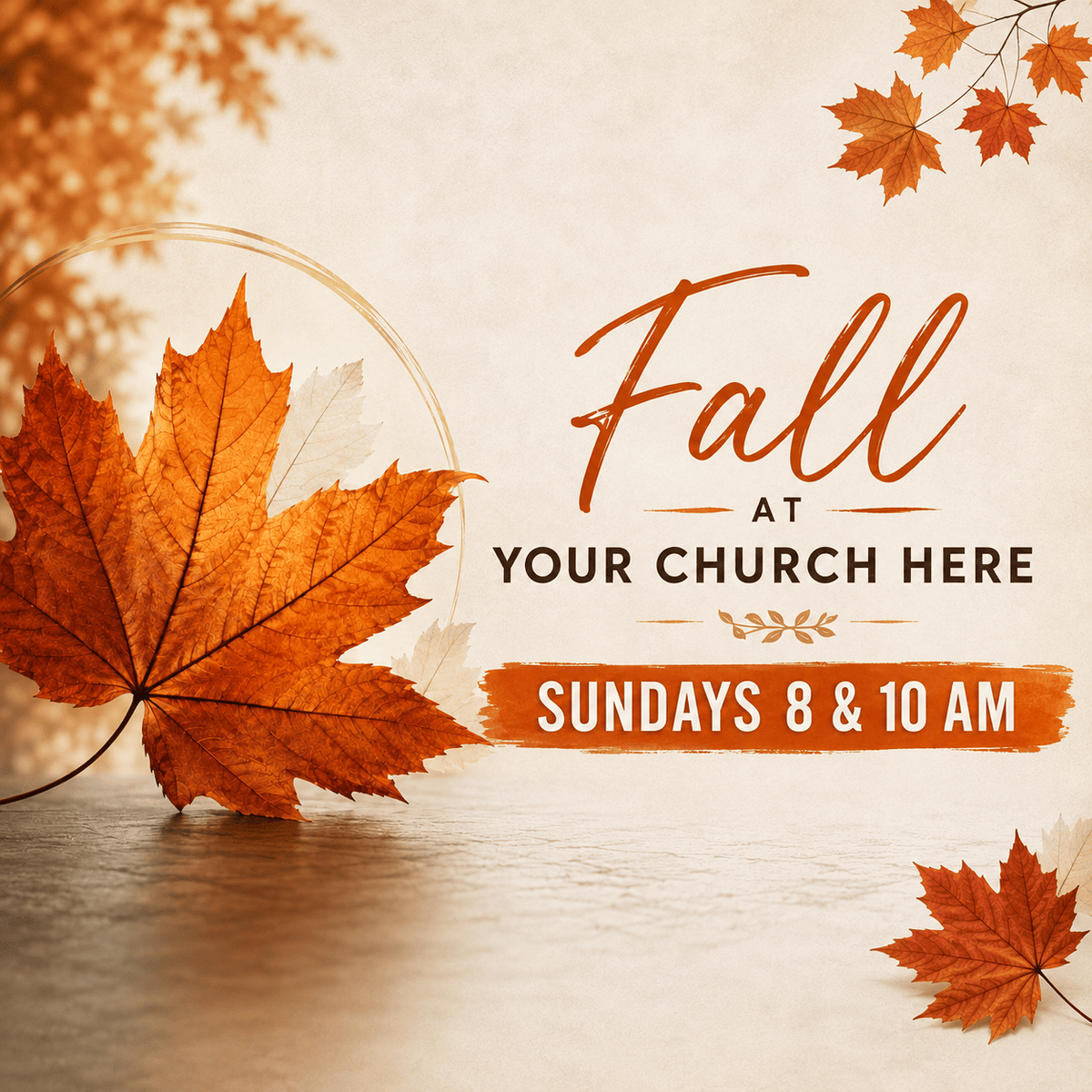 Personalized Fall Church Banner – Embrace Community with Our Autumn Breeze Design - Church Signs Fast