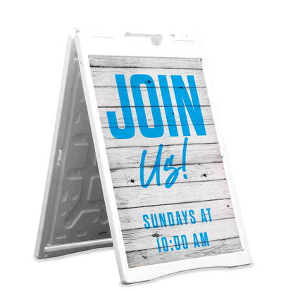 Join Us Shiplap A-Frame Sign - Create a Welcoming Atmosphere for Your Church