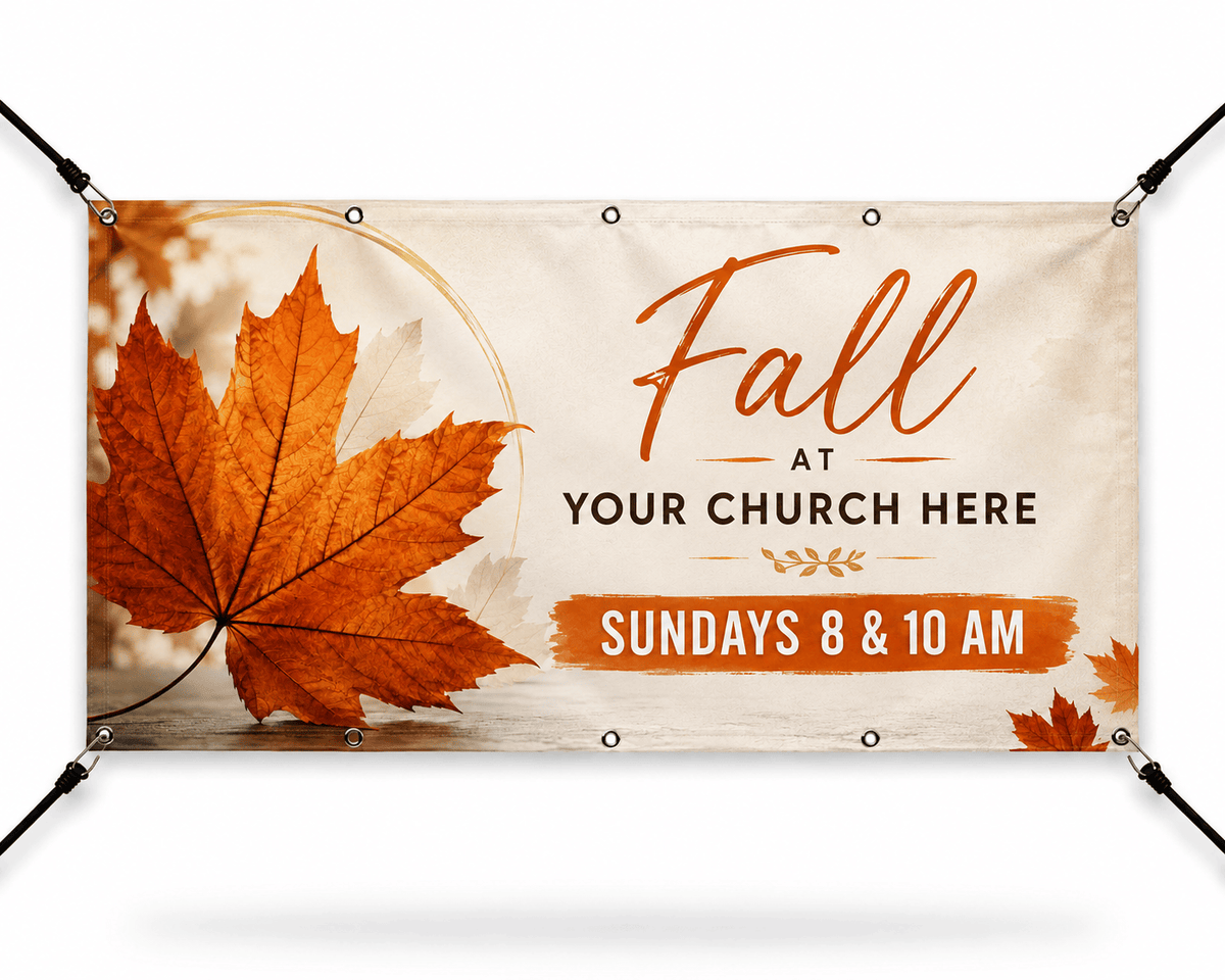 Personalized Fall Church Banner – Embrace Community with Our Autumn Breeze Design - Church Signs Fast