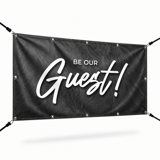Be Our Guest! Church Welcome Banner | Outdoor Vinyl Banner for Sunday Visitor Outreach - Church Signs Fast
