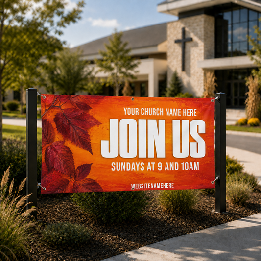 Fall Join Us Church Banner: Invite Your Community with Warmth and Style - Church Signs Fast