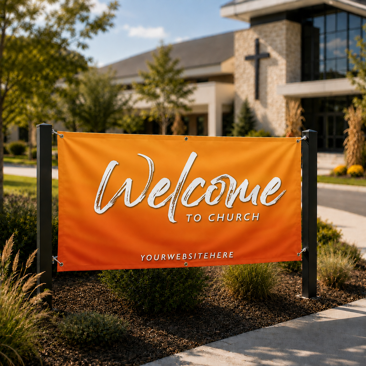 Fall Orange Church Banner | Vibrant Autumn Vinyl Banner for Outreach - Church Signs Fast
