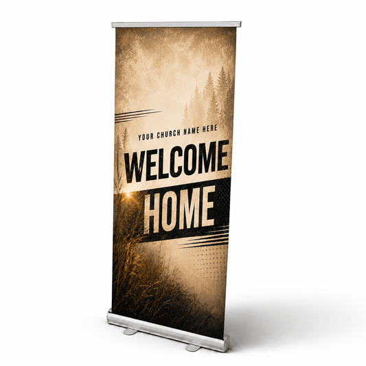 Rustic Welcome Banner – The Perfect Pop-Up Sign for Warm Greetings - Church Signs Fast