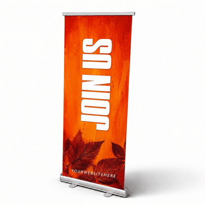 Personalized Fall Pop Up Banner – Custom Church Display with Red Leaves Design - Church Signs Fast