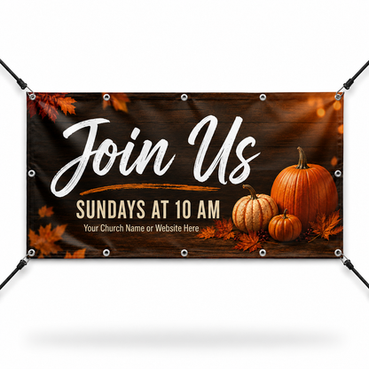 Autumn Blessings Church Banner | Vibrant Fall Vinyl Ideal for Church & Community Outreach - Church Signs Fast