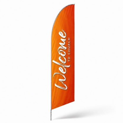 Eye-Catching Fall Orange Church Feather Flag - 14' Swooper Flag for Fall Events and Community Outreach - Church Signs Fast