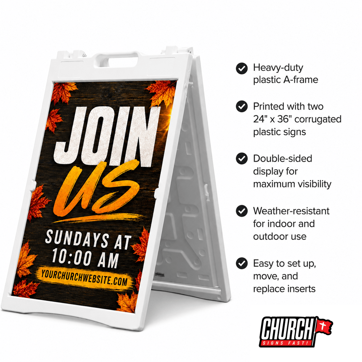 Join Us Church A-Frame Sign: Your Friendly Invitation to Sunday Worship - Church Signs Fast