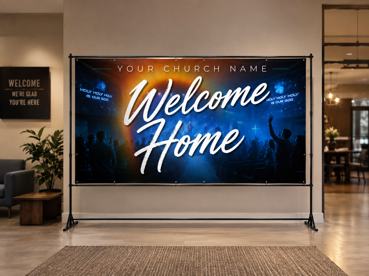 Welcome Home Celebration Church Banner | Perfect for Visitor Outreach - Church Signs Fast