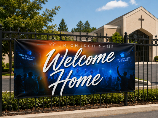 Welcome Home Celebration Church Banner | Perfect for Visitor Outreach - Church Signs Fast
