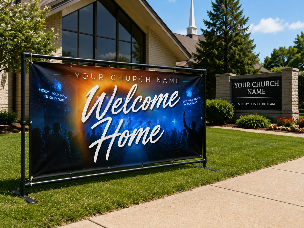 Welcome Home Celebration Church Banner | Perfect for Visitor Outreach - Church Signs Fast