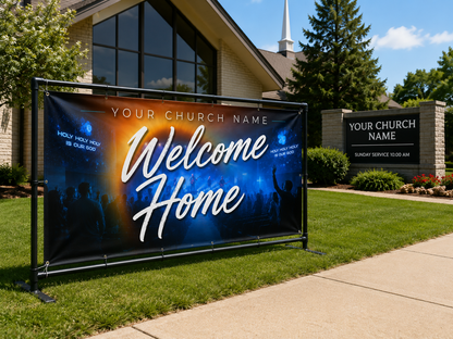 Welcome Home Celebration Church Banner | Perfect for Visitor Outreach - Church Signs Fast