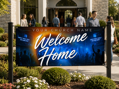 Welcome Home Celebration Church Banner | Perfect for Visitor Outreach - Church Signs Fast
