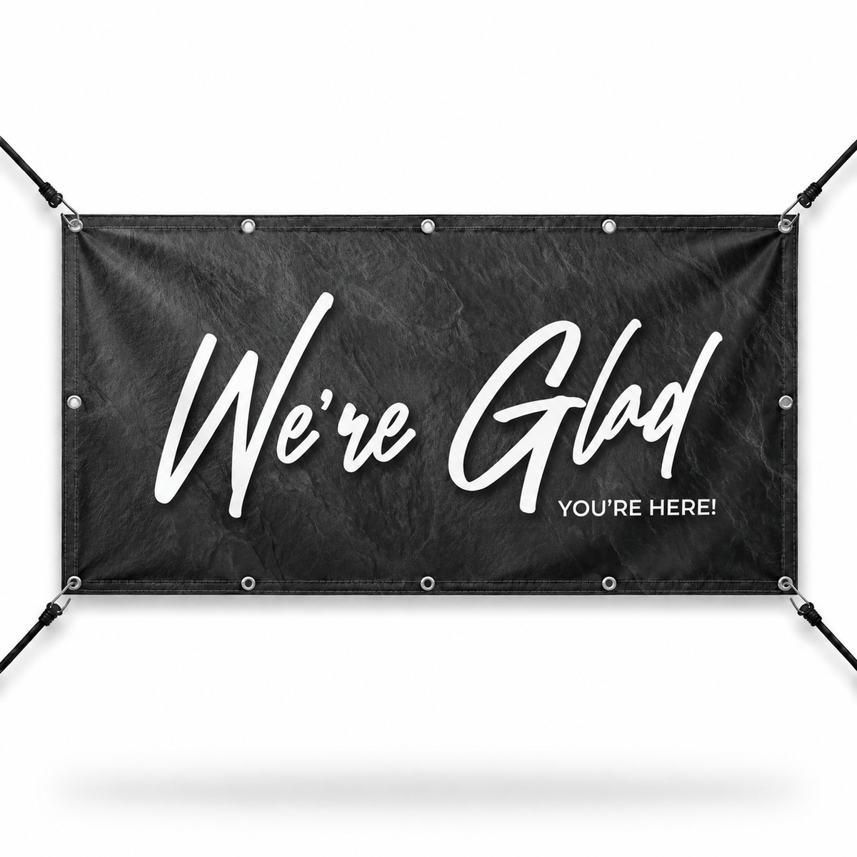 We're Glad You're Here Church Banner | Outdoor Vinyl Welcome Banner for New Visitors - Church Signs Fast
