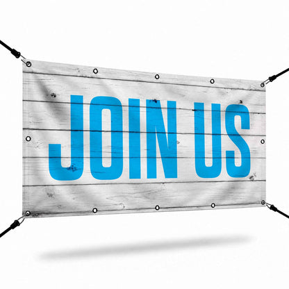 Cheerful Shiplap Join Us Banner: Elevate Your Church's Welcome Experience