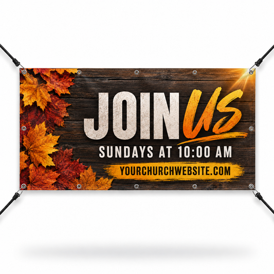 Invite Everyone to Your Church with Our Fall Leaves Church Banner - Church Signs Fast