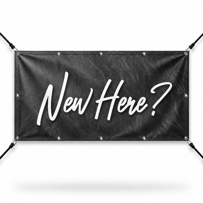 New Here? Church Welcome Banner | Outdoor Vinyl Banner for First-Time Visitors - Church Signs Fast