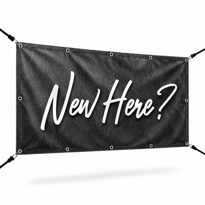 New Here? Church Welcome Banner | Outdoor Vinyl Banner for First-Time Visitors - Church Signs Fast