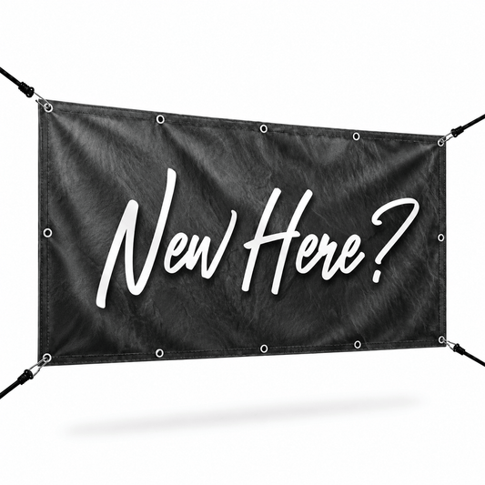 New Here? Church Welcome Banner | Outdoor Vinyl Banner for First-Time Visitors - Church Signs Fast