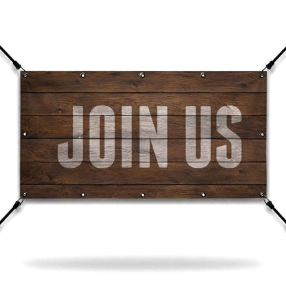 Join Us Hardwood Banner: Elevate Your Church Welcome Experience