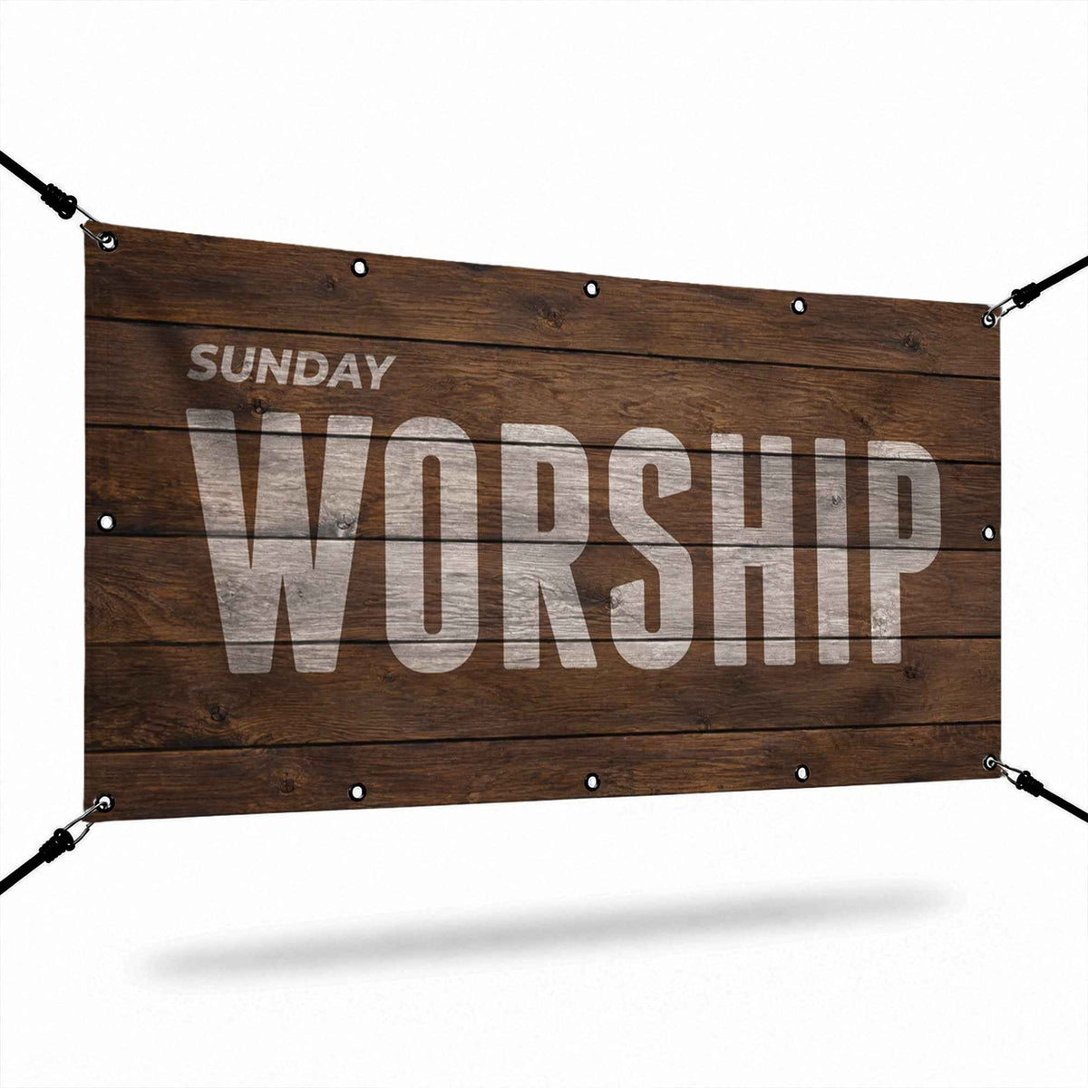 Transform Your Worship Space with the Sunday Worship Hardwood Banner