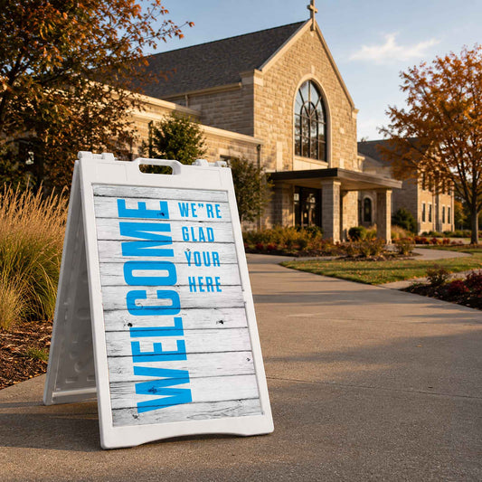 Welcome Shiplap A-Frame Sign - Your Church's First Impression Matters