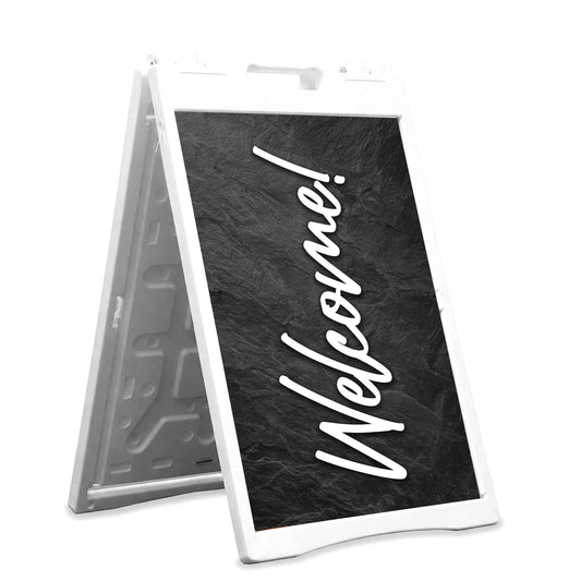 Welcome Slate Church A-Frame Sign | Outdoor Coroplast Sidewalk Sign for Church Entrance - Church Signs Fast