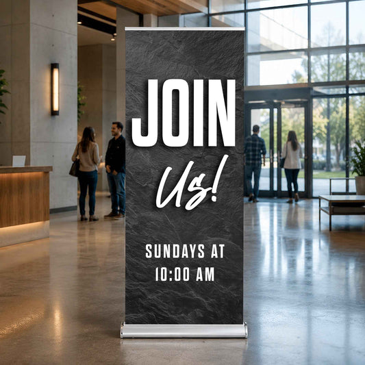 Slate Church Pop-Up Banner – Join Us Welcome Sign