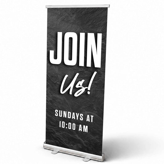 Slate Church Pop-Up Banner – Join Us Welcome Sign
