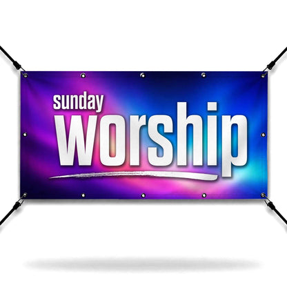 Custom Aurora Vinyl Church Welcome Banner Weather Resistant - Church Signs Fast